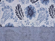 Jacquard Strickjersey Blumen Bl�tter jeansblau