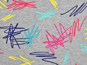 Sweat Kritzeleien angeraut, grau-meliert bunt