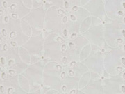 bestickter Baumwollstoff Blumen Ranken, creme