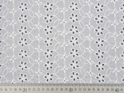 bestickter Baumwollstoff Blumen Ranken, creme