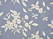 RESTST�CK 99 cm Organza Stickerei Blumen Bogenkante ecru