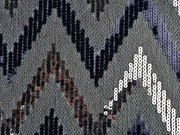 Paillettenstoff Zickzack khaki bronze schwarz