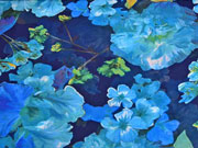 Chiffon Blumen, dunkelblau mittelblau