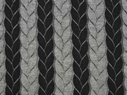 Jacquard Jersey Zopfmuster, schwarz grau melange