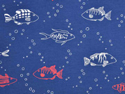 French Terry Fische, Marine Blau