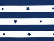 Jersey Blockstreifen 2 cm & Sterne , dunkelblau