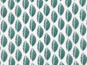 Baumwollstoff kleine Bl�tter Federn, dk jadegr�n