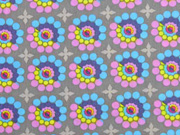 Popelin Retro Kreise -rosa-t�rkis auf graubeige