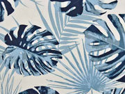 Canvas Palmbl�tter, rauchblau creme