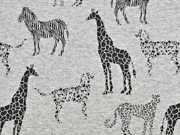 Sweat Alpenfleece Safari Tiere, schwarz grau