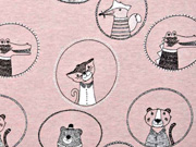 Sweat Alpenfleece Tiere im Kreis, altrosa meliert