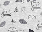 Jersey B�ren und Bl�tter, grau meliert