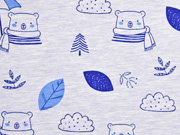 Jersey B�ren und Bl�tter, hellblau meliert