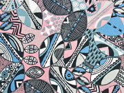 Jersey graphisches Muster Bl�tter, schwarz altrosa