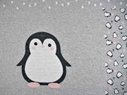 Jacquardjersey Panel Pinguin, grau
