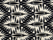 Viskose Afrika grafisches Muster, ecru wei� schwarz