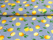 Viskose Streifen Zitronen, wei� blau