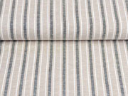 Baumwolle Leinen Streifen, schwarz wei� beige