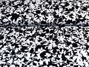 Viskosejersey Blattwerk Bl�tter Zweige, wei� schwarz