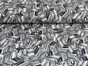 Viskosejersey grafisches Muster Striche, schwarz wei�