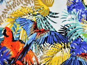 Viskosejersey Bl�tter Papagei, bunt hellmint