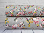 Sweat Blumenranken angeraut,  grau melange