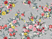 Sweat Blumenranken angeraut,  grau melange