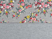 Sweat Blumenranken angeraut,  grau melange