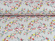 Sweat Blumenranken angeraut,  grau melange