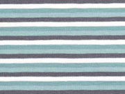 Jersey Ringelstreifen 3 mm garngef�rbt, dunkelmint altmint grau wei�