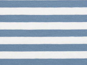 Jersey Streifen 1 cm garngef�rbt, jeansblau wei�