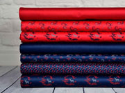 Baumwolle Dirndl Stoff Romantico Streublumen, rot dunkelblau