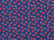 Baumwolle Dirndl Stoff Romantico Streublumen, rot dunkelblau