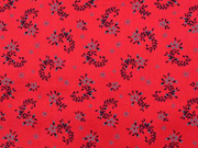 Baumwolle Dirndl Stoff Romantico Streublumen, dunkelblau rot