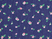Jeansstoff Bl�mchen elastisch, rosa dunkelblau