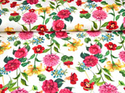 Jersey Digitaldruck Blumen Lilien, bunt cremewei�