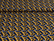 Viskose grafisches Muster italienischer Stil, wei� camel dunkelblau