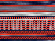 Viskose Streifen Bord�ren italienischer Stil, wei� dunkelblau rot