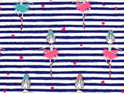 Jersey Streifen 5 mm Ballerinas, marineblau wei�