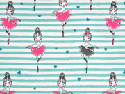 Jersey Streifen 5 mm Ballerinas, mint wei�