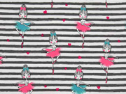 Jersey Streifen 5 mm Ballerinas, grau wei�