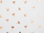 Baumwollstoff Gingkobl�tter Kupfer metallic, wei�