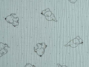 Musselin Elefanten P�nktchen, schwarz altmint