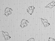 Musselin Elefanten P�nktchen, schwarz hellgrau