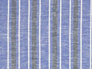 Baumwolle Leinen Streifen, wei� dunkelblau blau