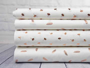 Baumwollstoff Gingkobl�tter Kupfer metallic, wei�