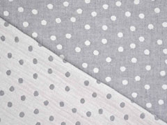 Musselin Double Face Punkte, wei� grau