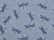 Jacquard Jersey Libellen, jeansblau