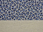 French Terry Sweat Leopardenmuster silber Glitzer, jeansblau grau melange