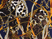 Viskosetwill Ketten Lederriemen Quasten Animal Print, cognac dunkelblau